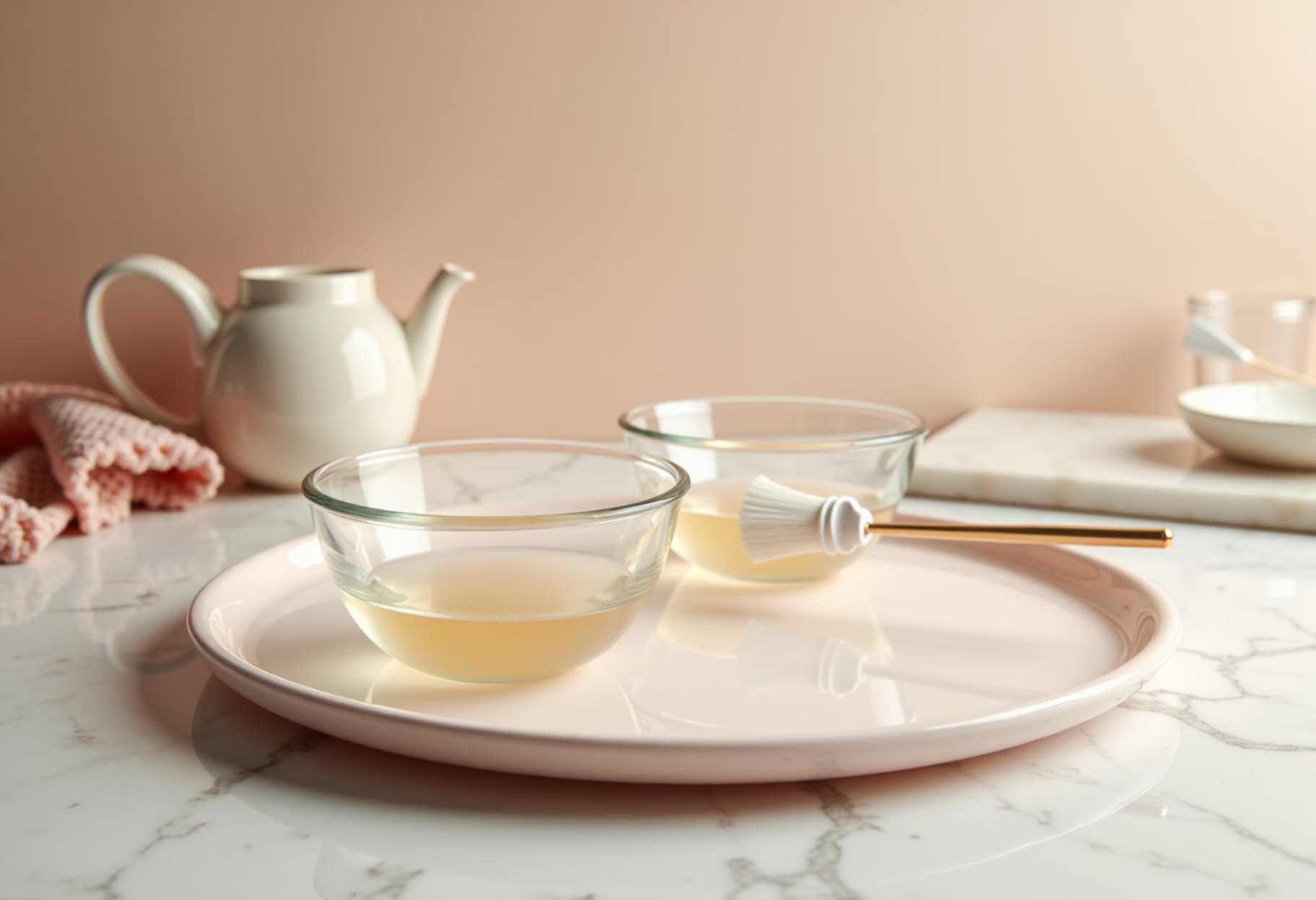 Tint dishes set out for a brow appointment